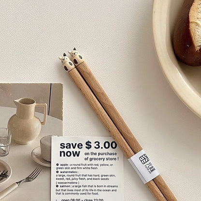 Hand-Carved Beech Wood Chopsticks (1 Pair)