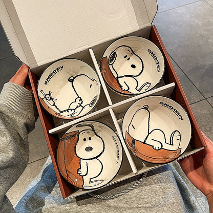 Snoopy Ceramic Bowl Set (4 Pieces with Gift Box)