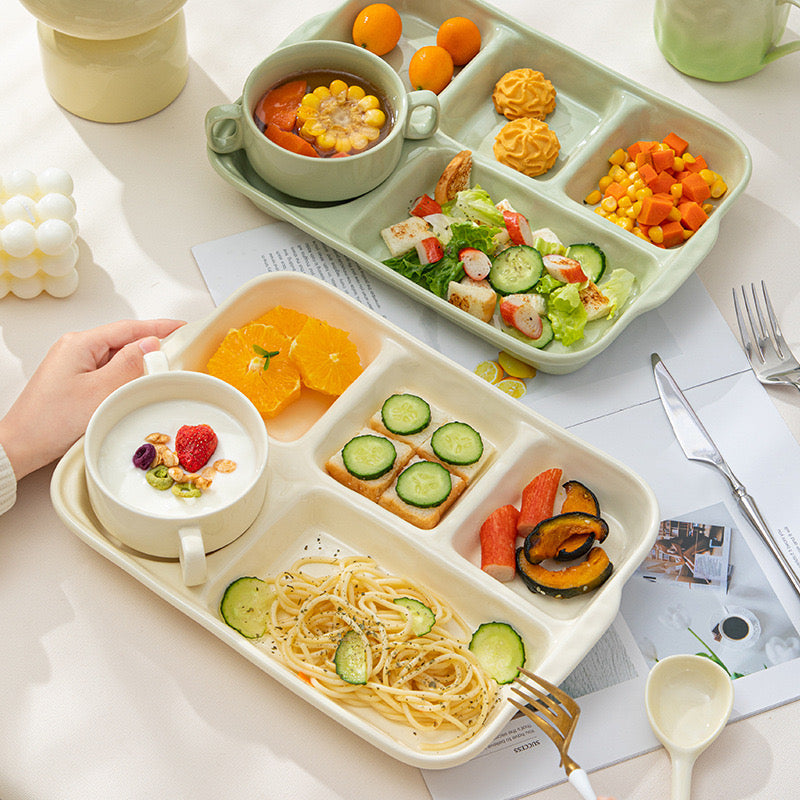 Cream Color Ceramic Partitioned Plate