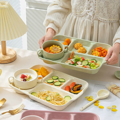 Cream Color Ceramic Partitioned Plate