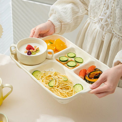 Cream Color Ceramic Partitioned Plate