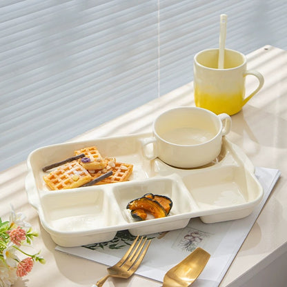 Cream Color Ceramic Partitioned Plate