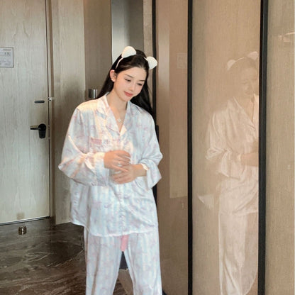 Dopamine Striped Cat Silk Pajama Set