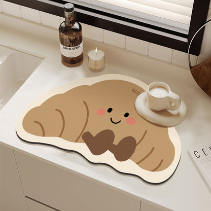 Cute Bread Kitchen Countertop Water Absorption Mat / Coffee Machine Pad