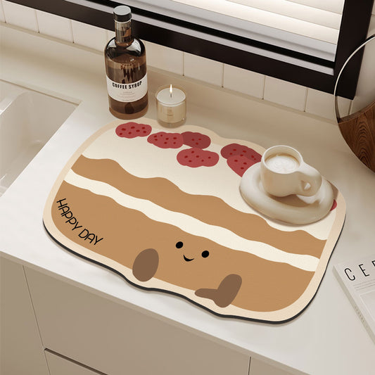 Cute Bread Kitchen Countertop Water Absorption Mat / Coffee Machine Pad