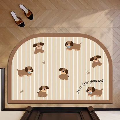 Cute Dachshund Dog Arch-Shaped Diatomaceous Earth Bathroom Mat