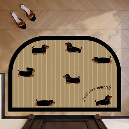 Cute Dachshund Dog Arch-Shaped Diatomaceous Earth Bathroom Mat