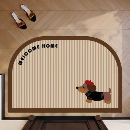 Cute Dachshund Dog Arch-Shaped Diatomaceous Earth Bathroom Mat