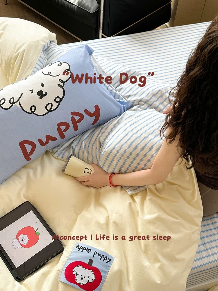 Apple Puppy Washed Cotton 4-Piece Bedding Set