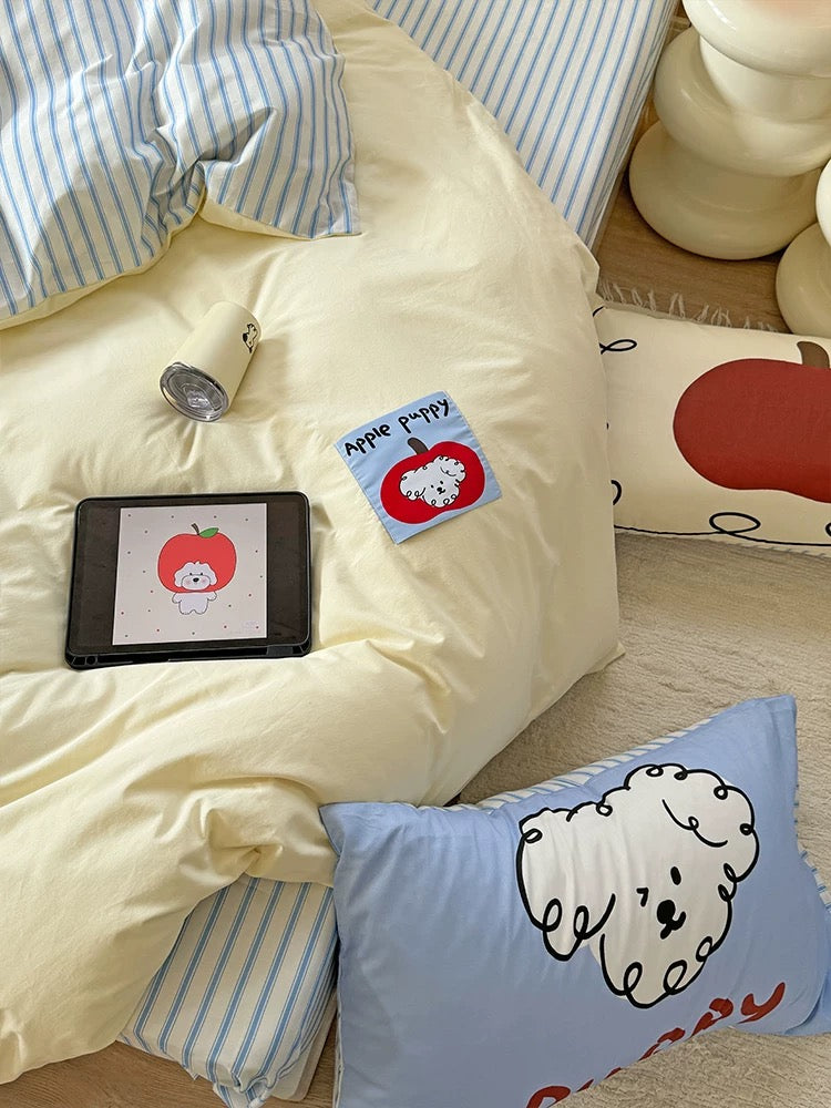 Apple Puppy Washed Cotton 4-Piece Bedding Set