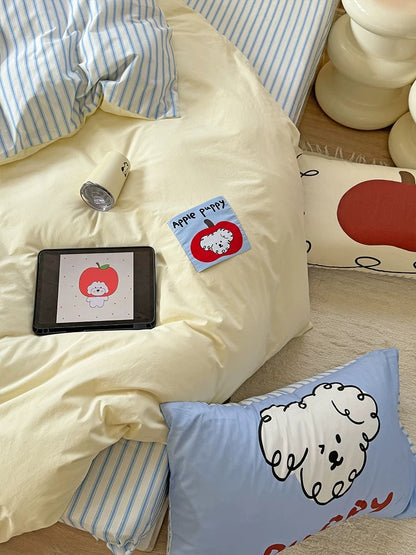 Apple Puppy Washed Cotton 4-Piece Bedding Set
