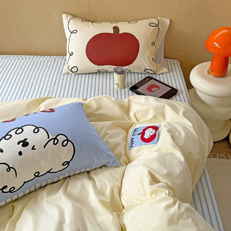 Apple Puppy Washed Cotton 4-Piece Bedding Set