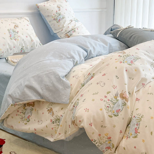 Bunny Garden Party Cotton Bedding 4-Piece Set