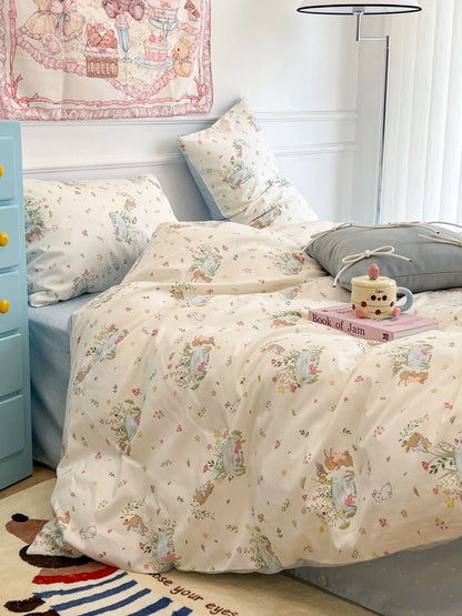 Bunny Garden Party Cotton Bedding 4-Piece Set