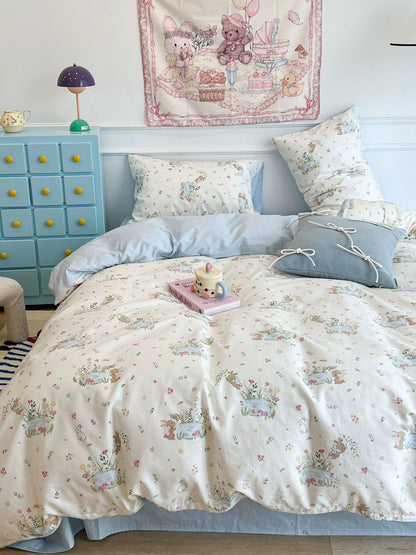 Bunny Garden Party Cotton Bedding 4-Piece Set