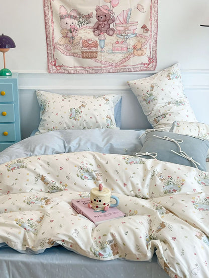 Bunny Garden Party Cotton Bedding 4-Piece Set