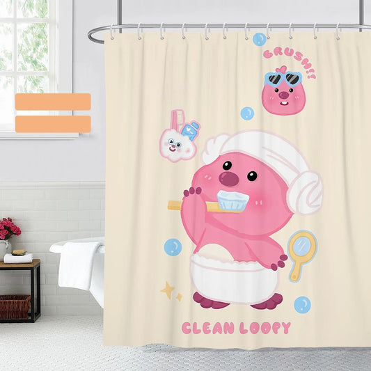 Loopy Toothbrushing Shower Curtain