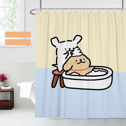 Minimalist Dog Bathing Shower Curtain