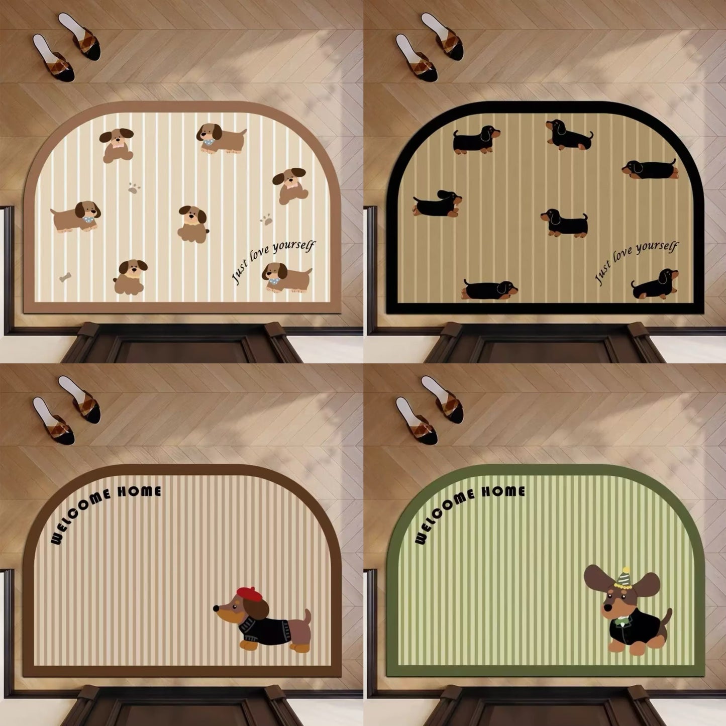 Cute Dachshund Dog Arch-Shaped Diatomaceous Earth Bathroom Mat