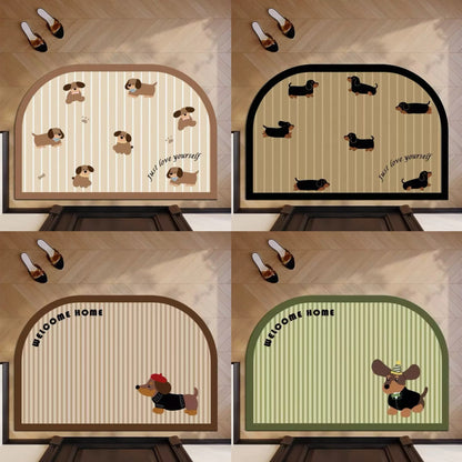 Cute Dachshund Dog Arch-Shaped Diatomaceous Earth Bathroom Mat
