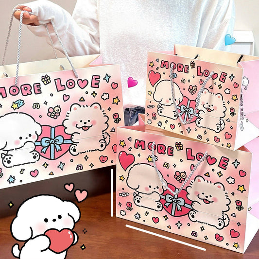 More Love Heart Puppy Gift Bag with Matching Greeting Card