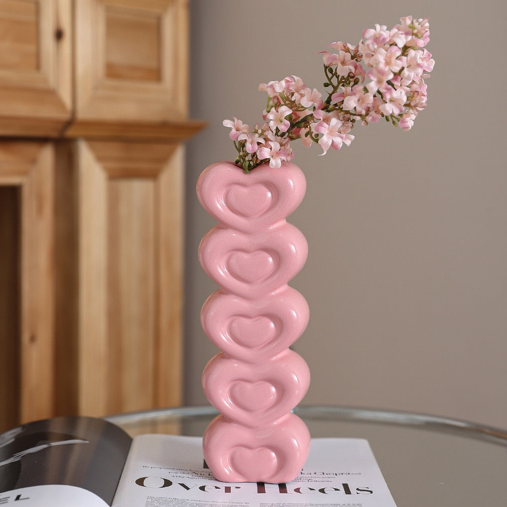 Pink Heart-Shaped Creative Ceramic Vase