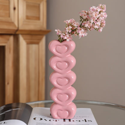 Pink Heart-Shaped Creative Ceramic Vase