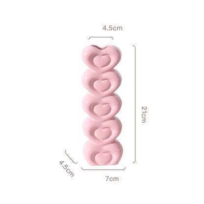 Pink Heart-Shaped Creative Ceramic Vase